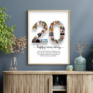 Affiche de collage photo pour le 20e anniversaire