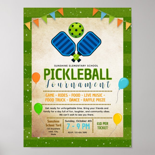 Affiche de collecte de fonds de pickleball modifia (Devant)