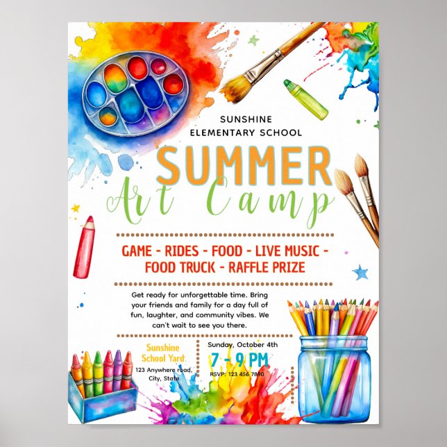 Affiche de collecte de fonds pour camp d'art modif (Devant)