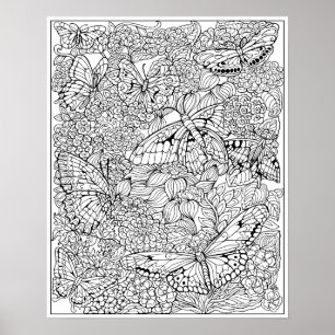 Affiche de coloration de jardin de papillon