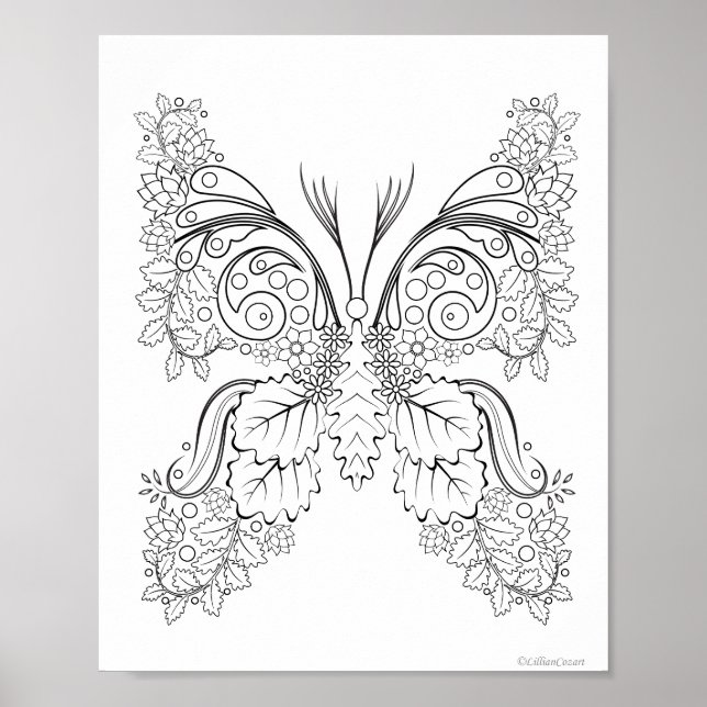 Affiche de coloriage Butterflowers #6 (Devant)