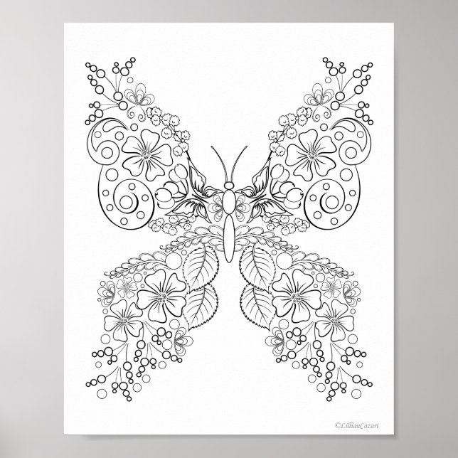 Affiche de coloriage Butterflowers #8 (Devant)