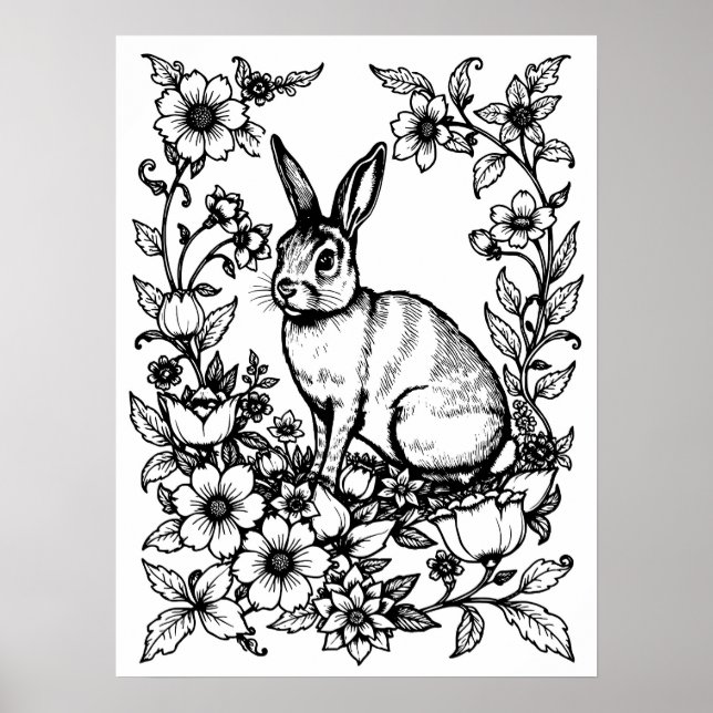Affiche de coloriage de lapin Art Nouveau 1 (Devant)