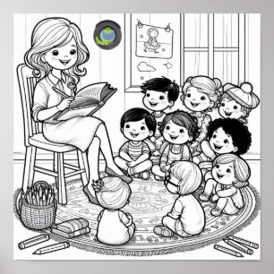 Affiche de coloriage du cercle de lecture