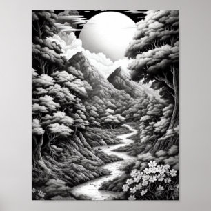 Affiche de coloriage du paysage relaxant