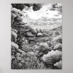 Affiche de coloriage du paysage relaxant