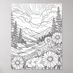 Affiche de coloriage du paysage relaxant