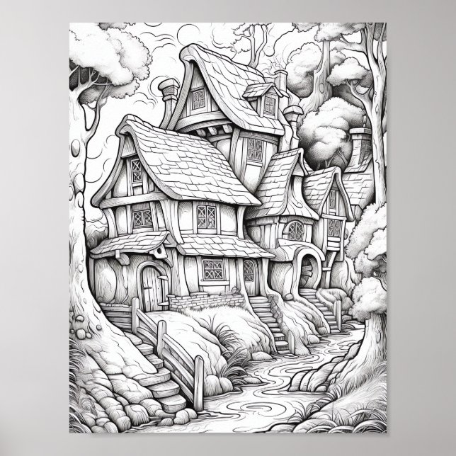 Affiche de coloriage du paysage relaxant (Devant)