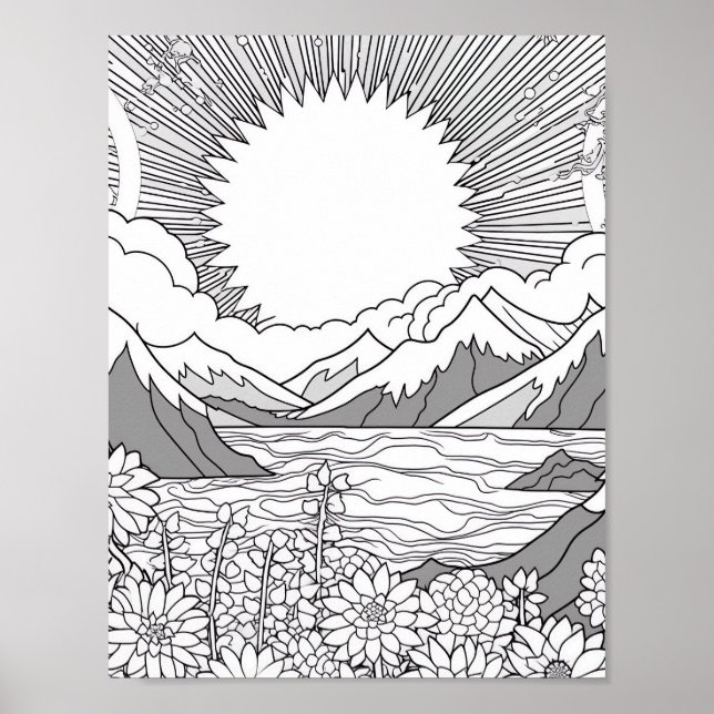 Affiche de coloriage du paysage relaxant (Devant)