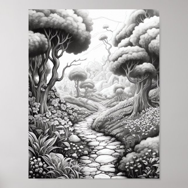 Affiche de coloriage du paysage relaxant (Devant)