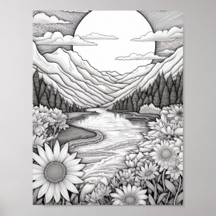 Affiche de coloriage du paysage relaxant