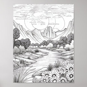 Affiche de coloriage du paysage relaxant