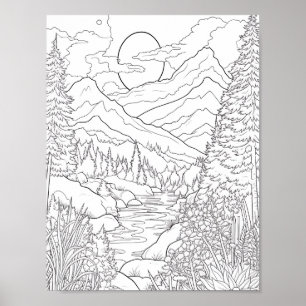 Affiche de coloriage du paysage relaxant