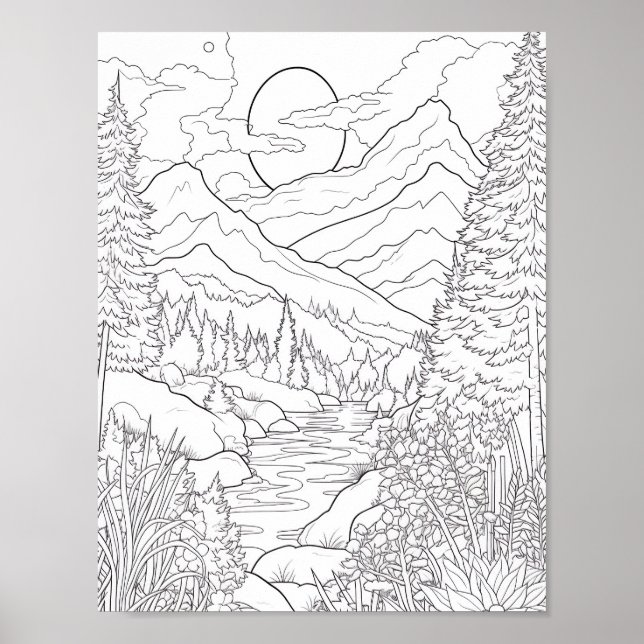 Affiche de coloriage du paysage relaxant (Devant)