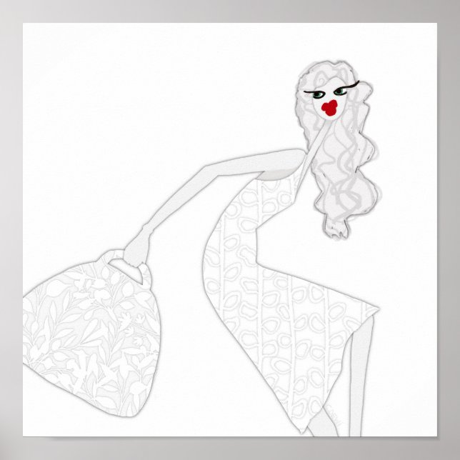 Affiche de coloriage fille heureuse qui danse glam (Devant)