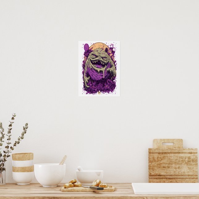 Affiche de comic d'horreur de monstre violet (Cuisine)