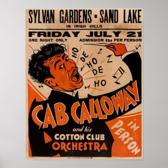 Affiche de concert Vintage Cab Calloway 1933 (Devant)