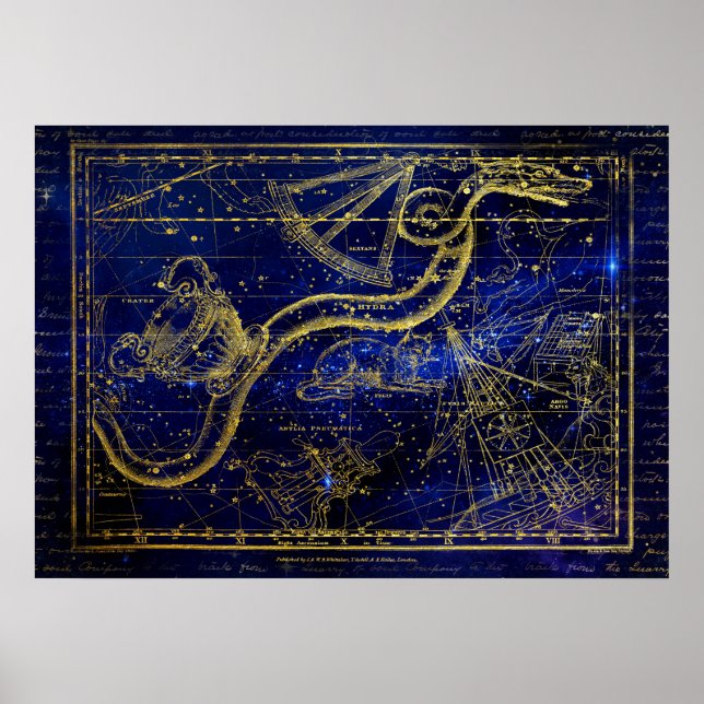 affiche de constellation de chat et de serpent (Devant)
