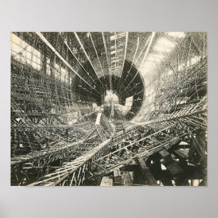 Affiche de construction du dirigeable vintage USS