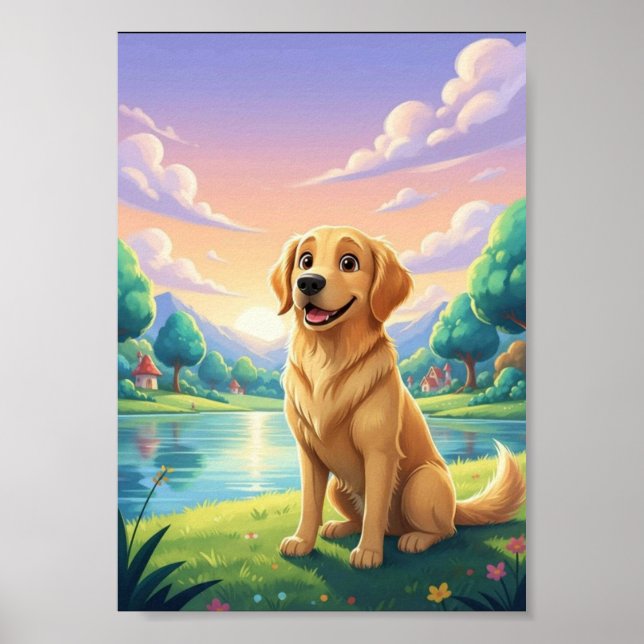 Affiche de conte de fées de chiot Golden Retriever (Devant)