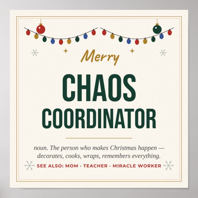 Affiche de coordinateur de chaos - Noël drôle défi (Devant)