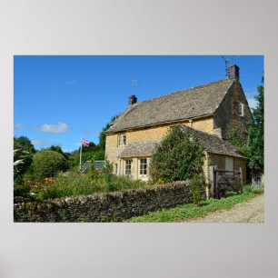 Affiche de cottage anglais avec jardin