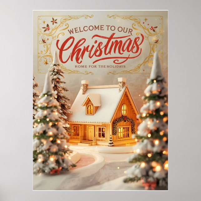 Affiche de cottage de Noël cosy (Devant)