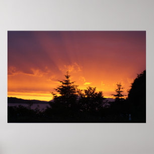 Affiche de coucher de soleil en Alaska