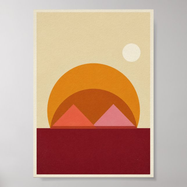 Affiche de coucher de soleil géométrique abstrait (Devant)