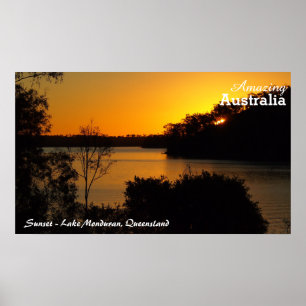 Affiche de coucher du soleil de Monduran de lac