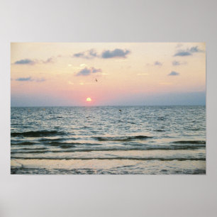 Affiche de coucher du soleil de plage de
