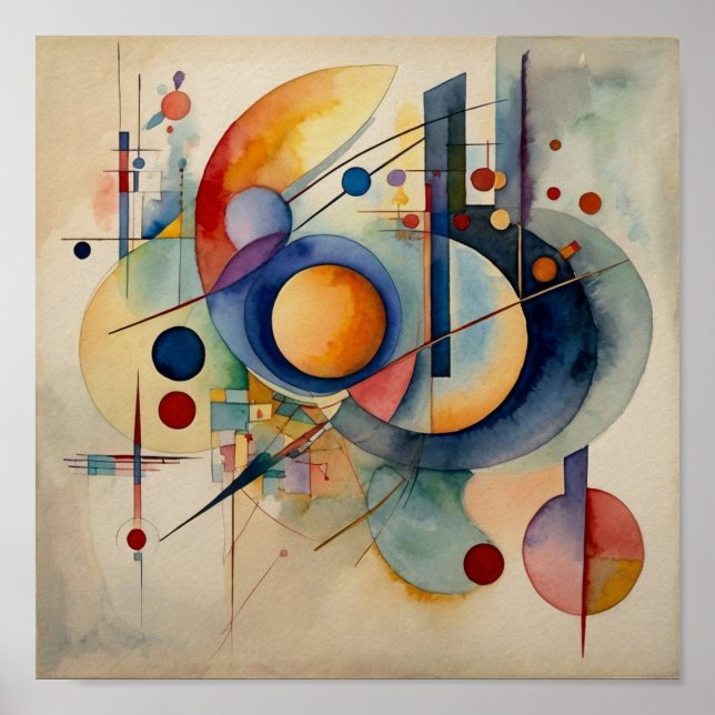 Affiche de couleur à l'eau d'art abstrait artistiq (Devant)