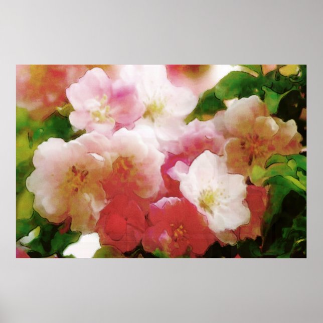 Affiche de couleur de l'eau des fleurs de printemp (Devant)