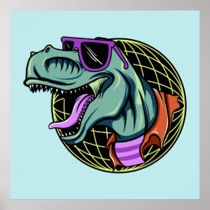 Affiche de couleur personnalisée Hipster T-Rex