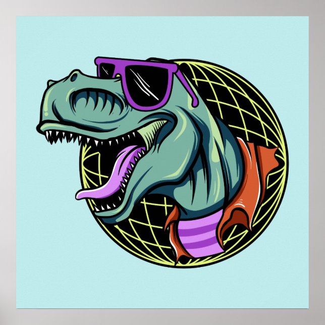 Affiche de couleur personnalisée Hipster T-Rex (Devant)