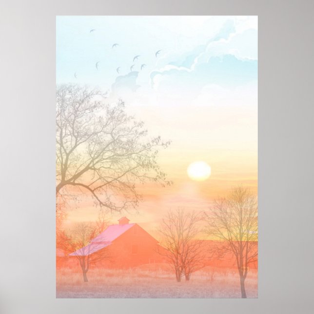 Affiche de couleurs pastel du lever du soleil de l (Devant)