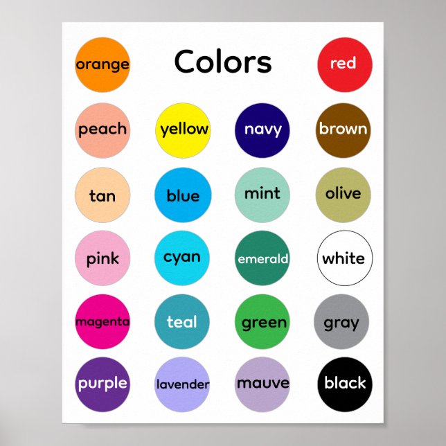 Affiche de couleurs pour enfants, classe (semi-bri (Devant)