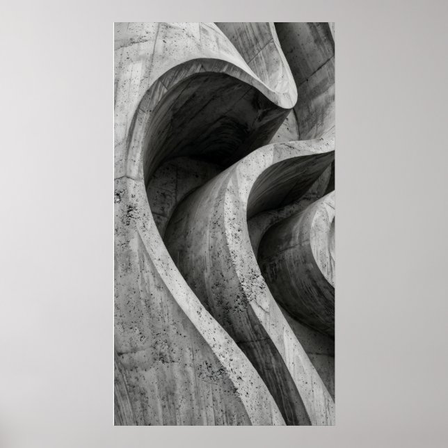Affiche de courbe en béton en niveaux de gris (Devant)