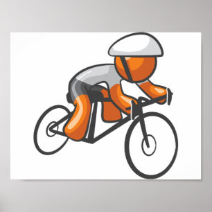 Affiche de coureur orange de cyclisme sur route