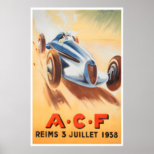 Affiche de course automobile ACF Reims Art de voit