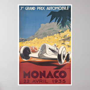 Affiche de course automobile de Monaco 1935 French