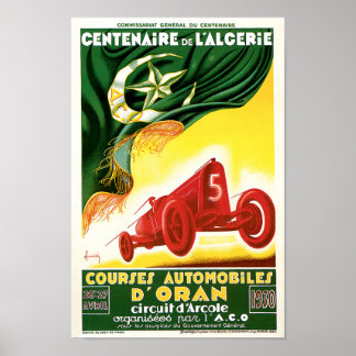 Affiche de course automobile vintage