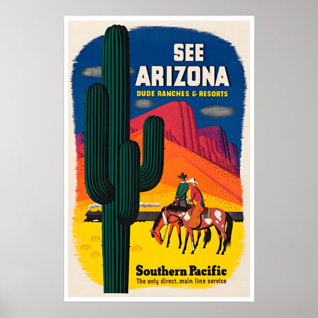 Affiche de cow-boy d'art de l'Arizona Western Sout (Devant)