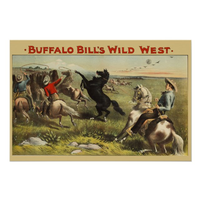 Affiche de cow-boy de l'Ouest sauvage de Buffalo B (Devant)