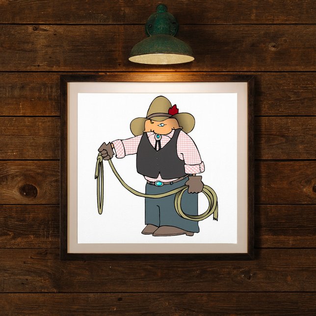 Affiche de cow-boy tenant un lasso (Créateur téléchargé)