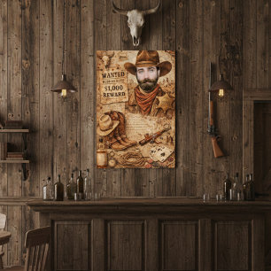 Affiche de cowboy recherché personnalisée dans le