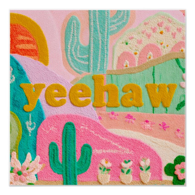 Affiche de Cowgirl "Yeehaw" Dopamine Decor (Devant)