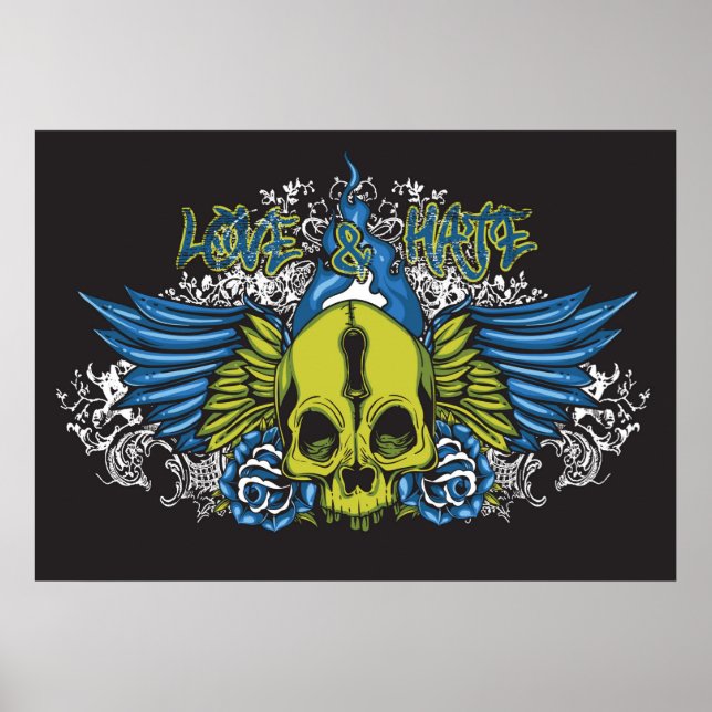 Affiche de crâne d'amour et de haine (Devant)
