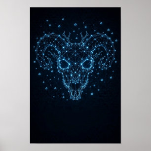 Affiche de crâne de bélier gothique BAAL — Art de