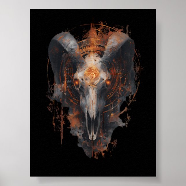 Affiche de crâne de bélier Occultisme Steampunk Ar (Devant)